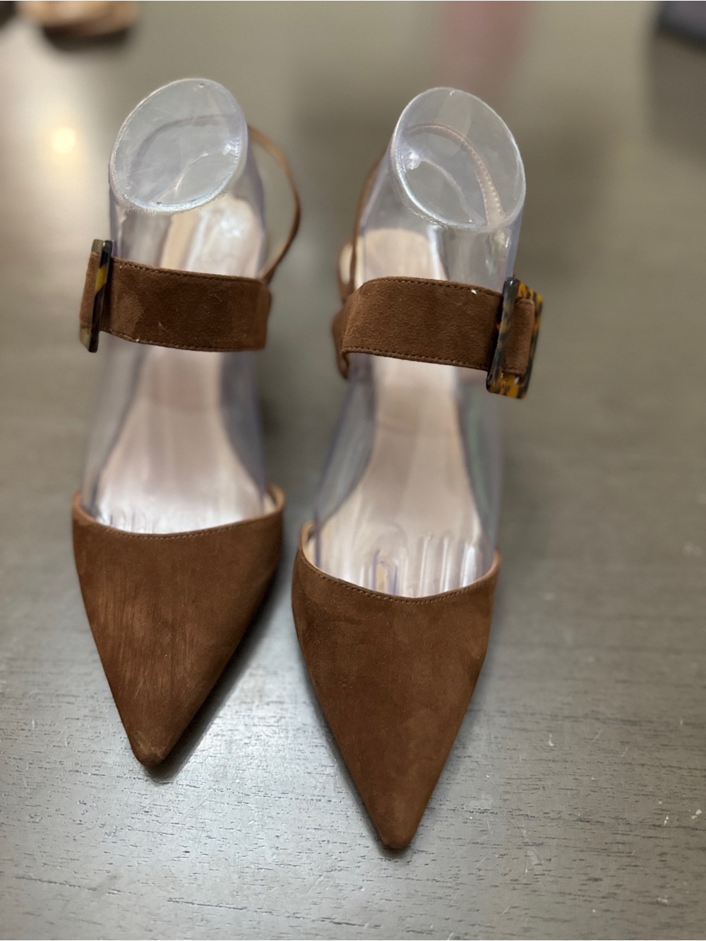 Ann Taylor Brown Suede Pointed Toe Ankle-Strap Heels